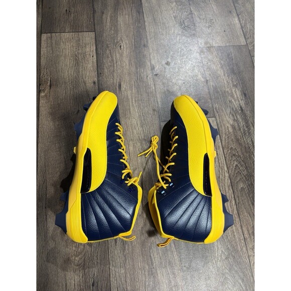 Air Jordan 12 Michigan Wolverines Football Cleats PE, Size 18 FJ6219-407 - Picture 4 of 7